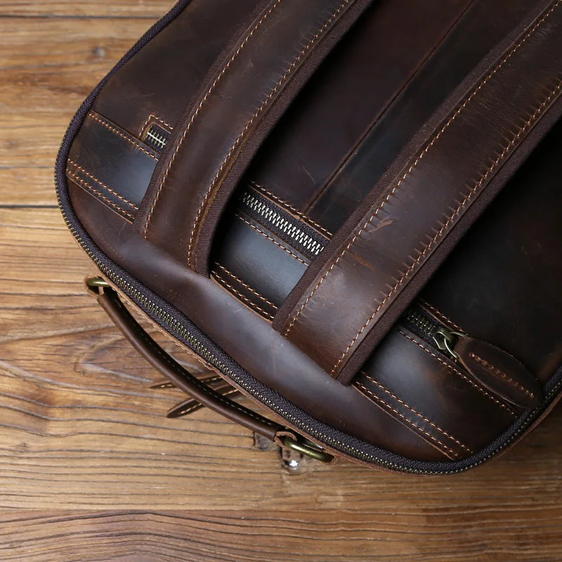 NZPJ Retro Genuine Leather Men's Backpack