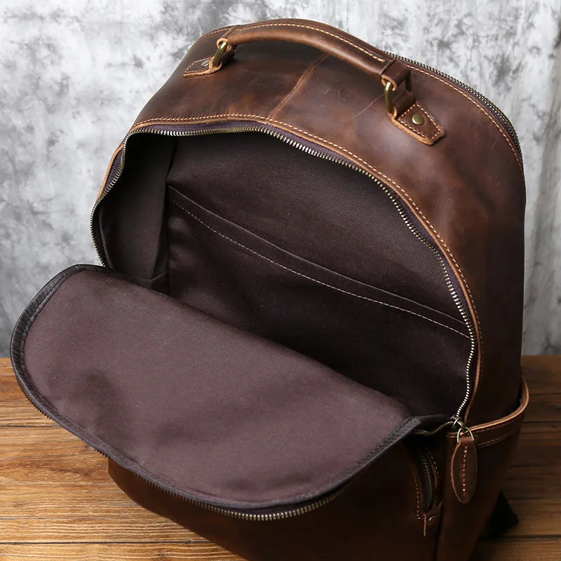 NZPJ Retro Genuine Leather Men's Backpack