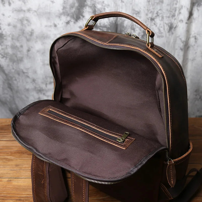 NZPJ Retro Genuine Leather Men's Backpack