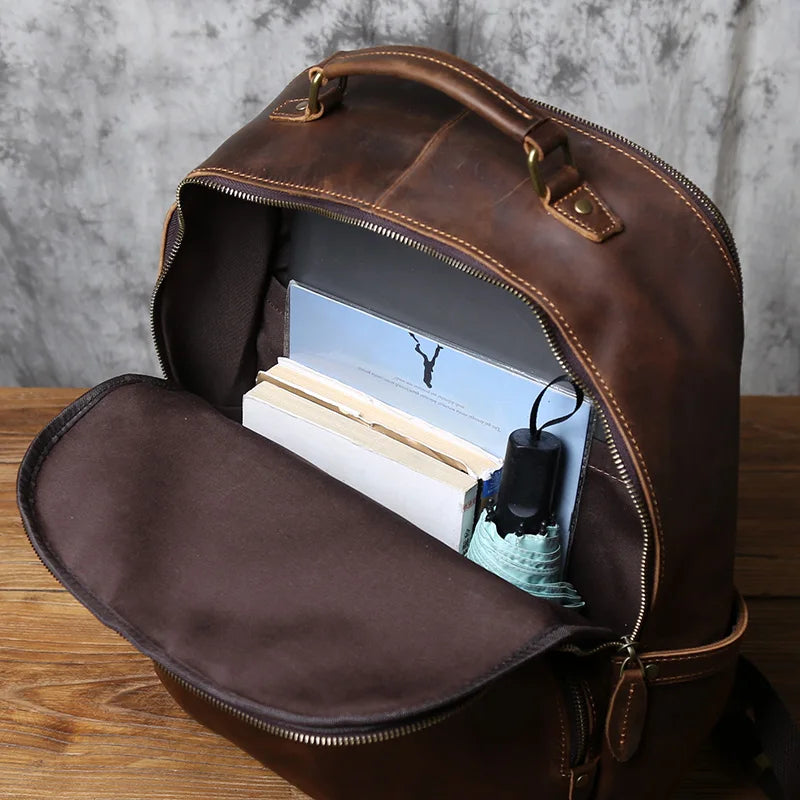 NZPJ Retro Genuine Leather Men's Backpack