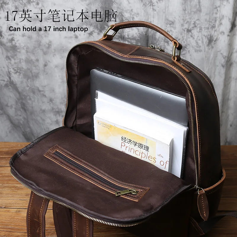 NZPJ Retro Genuine Leather Men's Backpack