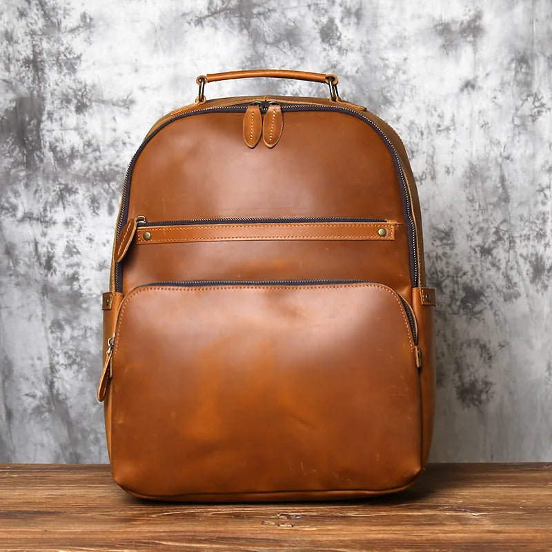 NZPJ Retro Genuine Leather Men's Backpack