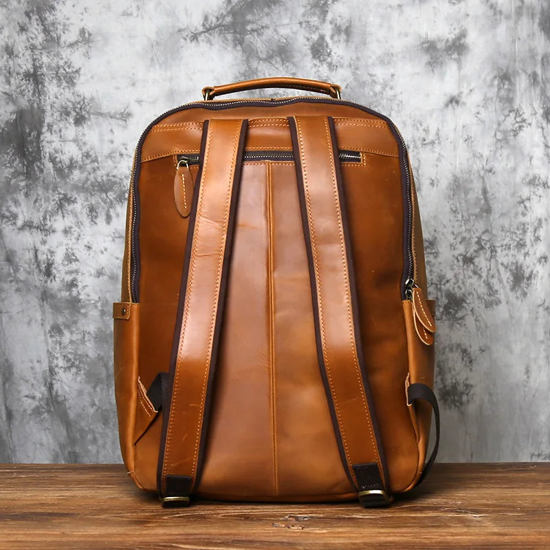 NZPJ Retro Genuine Leather Men's Backpack