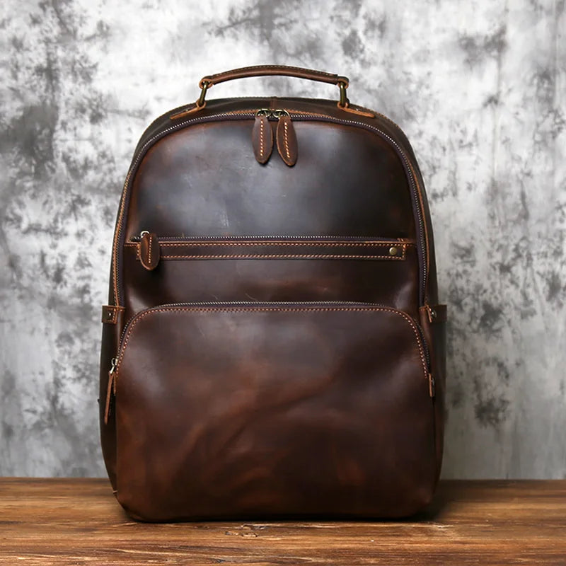 NZPJ Retro Genuine Leather Men's Backpack