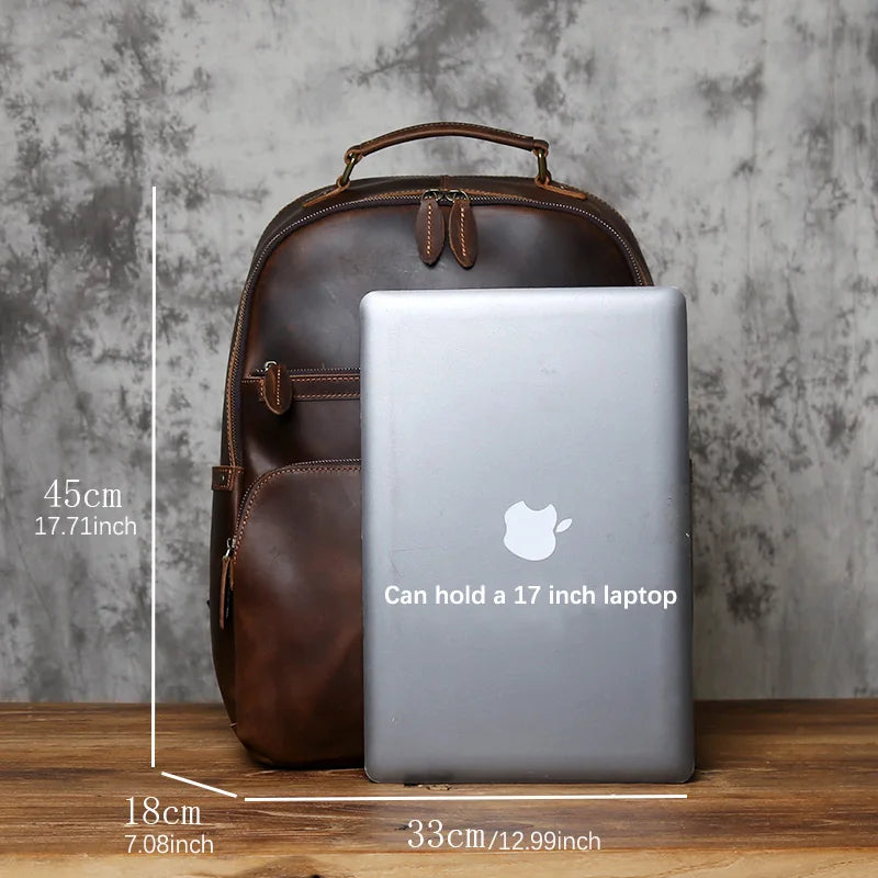 NZPJ Retro Genuine Leather Men's Backpack