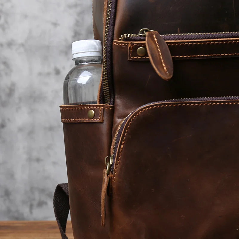 NZPJ Retro Genuine Leather Men's Backpack