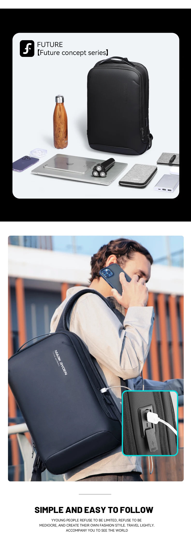 MARK RYDEN Slim Laptop Backpack for Men