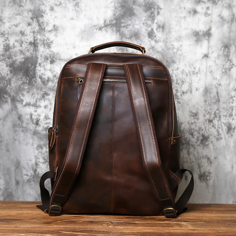 NZPJ Retro Genuine Leather Men's Backpack
