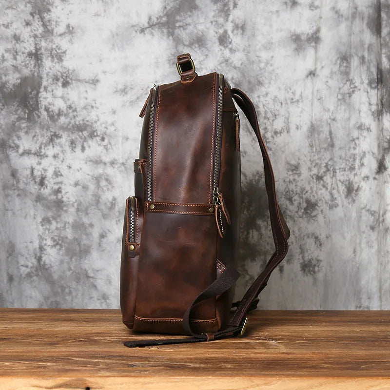 NZPJ Retro Genuine Leather Men's Backpack